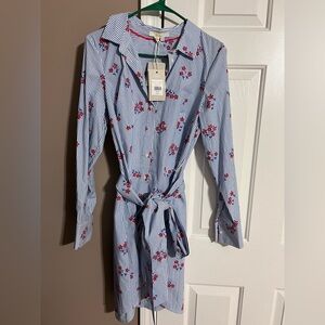 Boden Blue and Red Striped Floral Dress